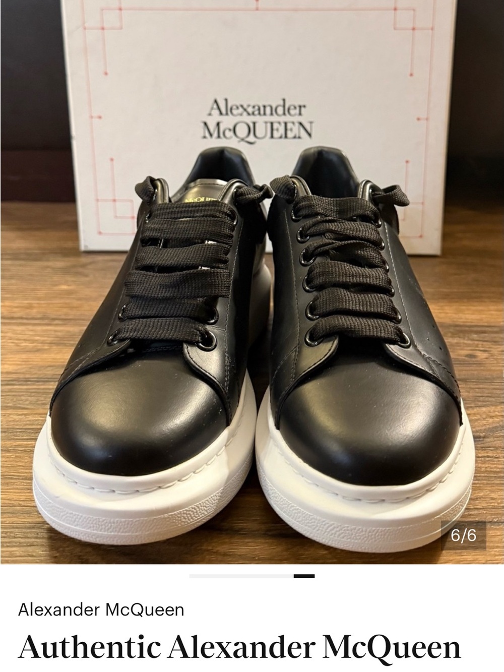Alexander McQueen Black Leather Sneakers with White Sole